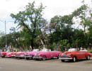 lineup of taxis in havana 800