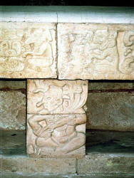 37 carvings on an alter at copan ruins in honduras