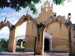 17 colonial church in a small village of the yucatan